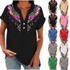 Women's Casual Loose Fit Short Sleeve V Neck Button Floral Print Shirt Top Lightweight Comfortable Summer Blouse