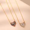 Women Fashion Sweet Love Heart Clavicle Necklace Colored Zircon Light Luxury Jewelry