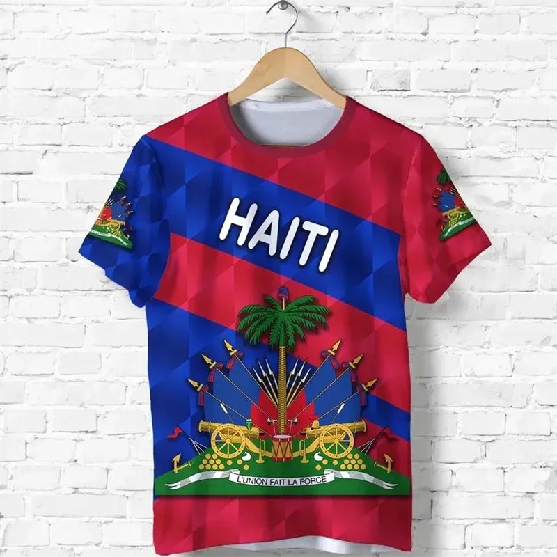 3D Haiti-teemaline suve- ja kevadine T-särk meestele, vabaaja lühikeste varrukatega moestiilis T-särk, sportlik uus saabumine, uudne top vabaajaks