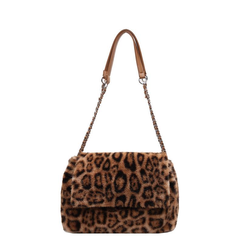Fashionableleopard Print Pattern Plush Tote Square Bag For Casual Outings