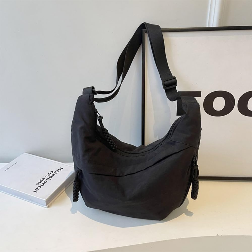 MINGTIANGH Women's Lightweight, Waterproof Crescent-Shaped Shoulder Bag with Multiple Pockets, Large Capacity, and Small Storage. Features an