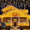 New Solar Ice Bar Eave Lights 8 Modes Outdoor Waterproof Curtain Fairy String Garden Party Wedding Christmas Decorative Lighting