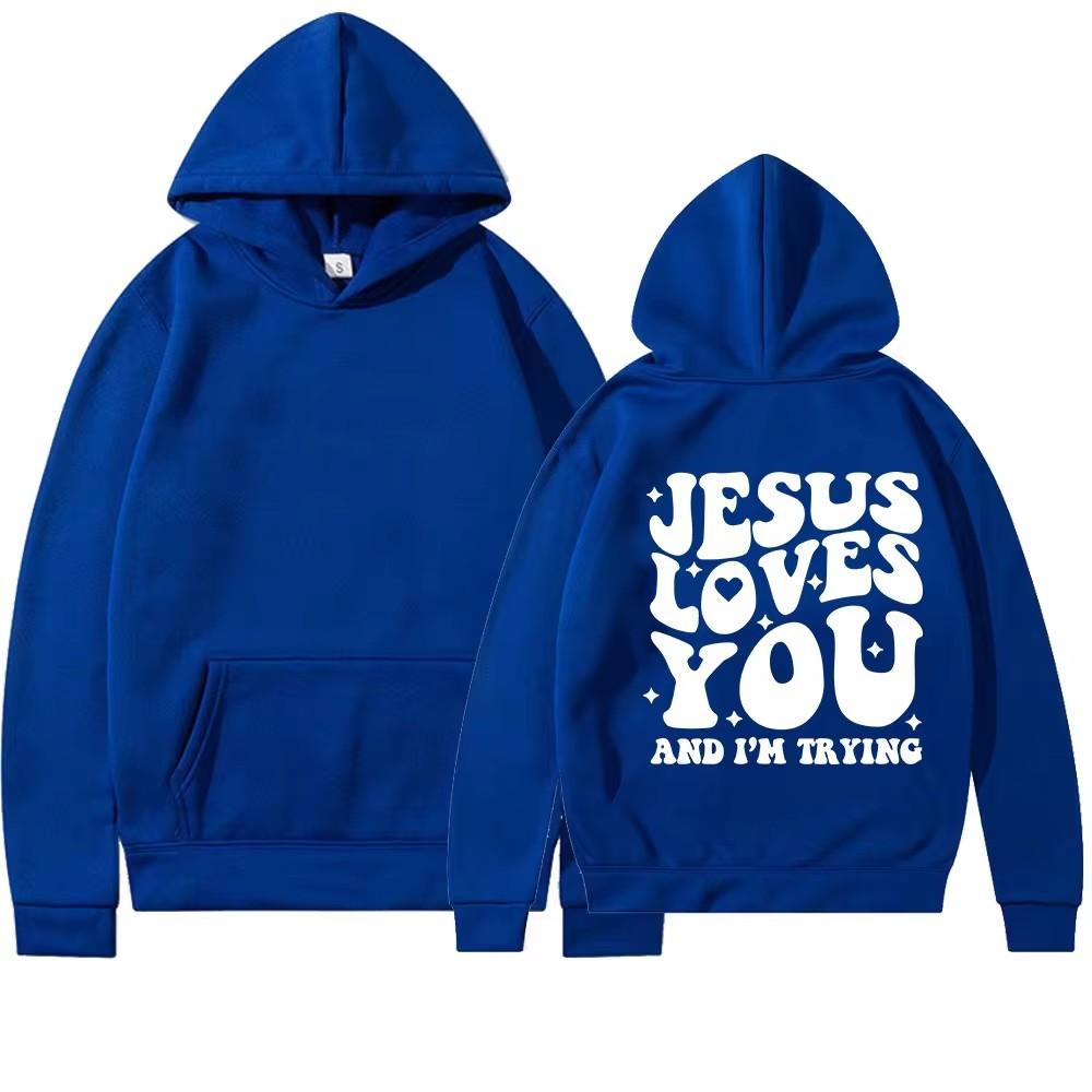 JESUS LOVES YOU jarná a jesenná pánska a dámska móda mikiny ležérne športy s dlhým rukávom topy s potlačou Harajuku mikiny