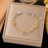 Stainless Steel Wrap Beaded Bracelets Round Beads Party Jewelry Stylish Snake Chain Bracelet  Women