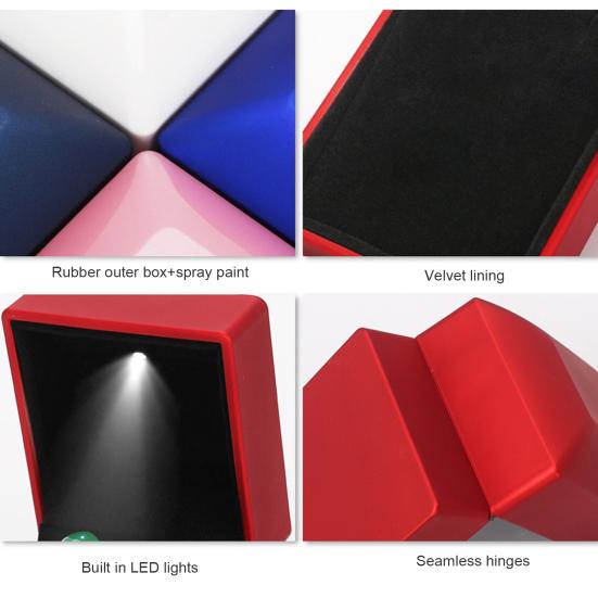 Luminous Ring Box with LED Light Compact Design Portable Soft Lining Engagement Ring Box Jewelry Gift Box