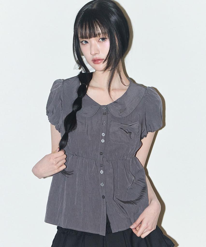 ILLIGO Forming Ribbon Puff Blouse Charcoal