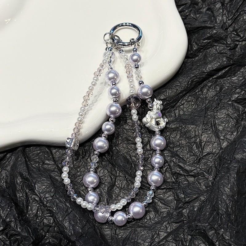 Classic Unicorn Pvc Phone Strap With Pearl Crystal Design For Unisex Use