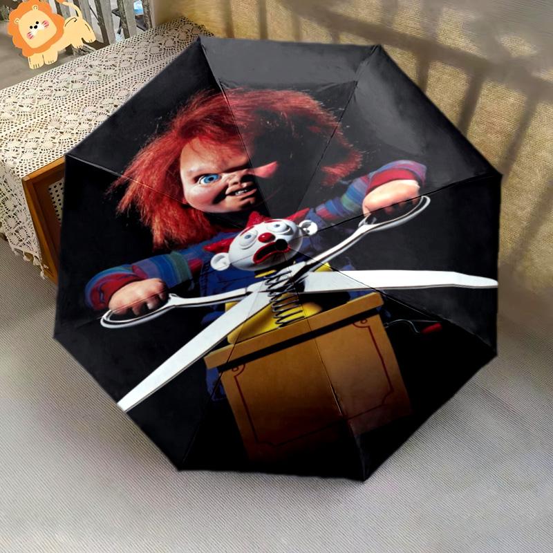 Horror Icons Unite Folding Umbrella Travel 8 Paraphenoid Bones Sun Umbrella Umbrella Printing