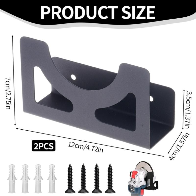 Pack of 2 Heavy Duty Grinder Holders for Wall Mounting Space Efficient Tool Rack for Garage Workshop Use