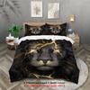 Animal Duvet Cover Set Queen Size Polyester Lightning Lion Pattern Duvet Cover Grey Black Soft Bedding Set For Teen Boys Man