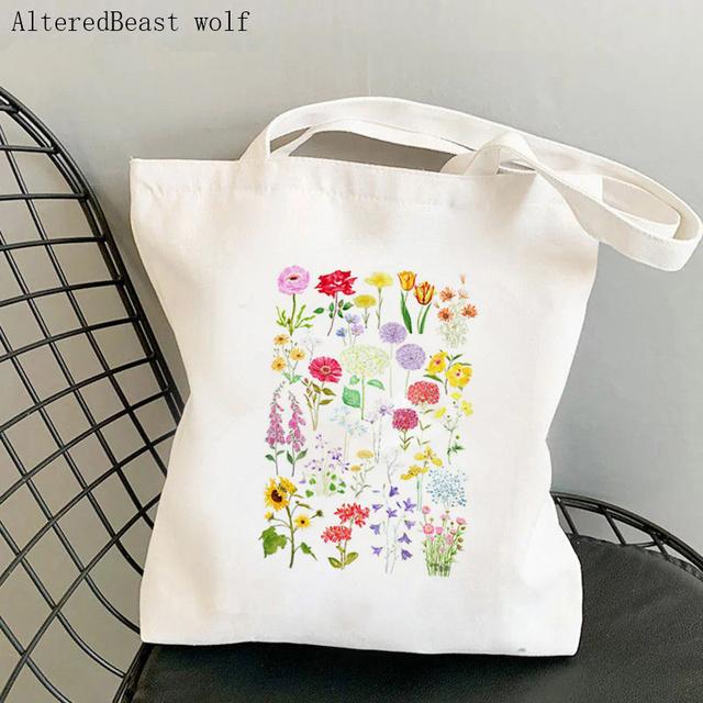 Shopper jaune Cosmos fleurs imprimé sac fourre-tout femmes Harajuku shopper sac à main fille sac à bandoulière dame sac en toile