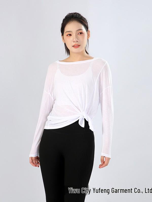 Women's Loose Fit Long Sleeve Yoga Top - Lightweight, Breathable, Slimming, and Sun-Protective