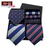 3pcs Necktie+3 Pcs Square Scarf  Men Two-piece Tie Set Wave Point A Tie Cufflinks Business Fashion Handkerchief Paisley