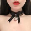 Gotische Spitzen-Schleife mit Glöckchen-Anhänger Halskette mit Schmetterlings-Halskette Süßes Halsband für Damen Mode Schmuck Zubehör Goth Halskette