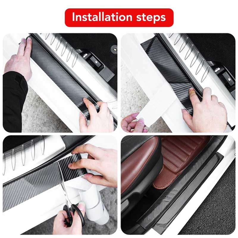 3D Carbon Fiber Car Sticker DIY Paste Protector Strip Car Door Sill Side Mirror Anti Scratch Tape Waterproof Protect Film