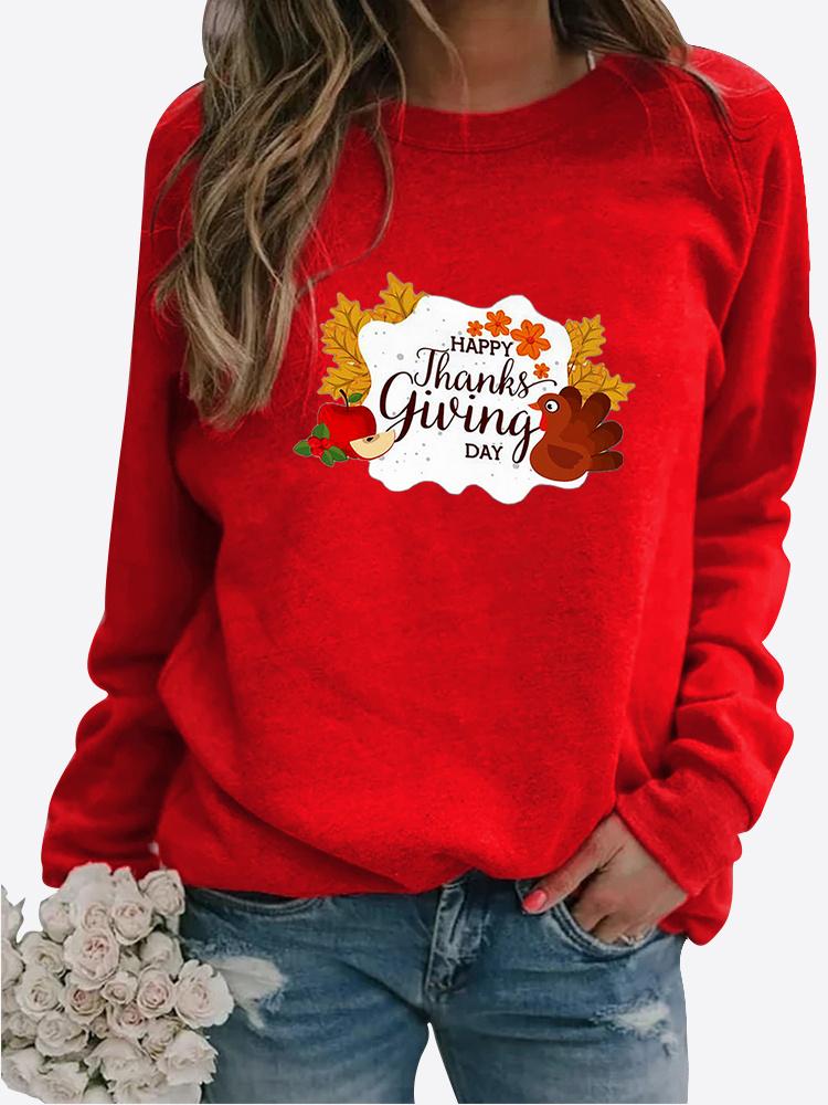 Winter Women's Printed Tops T-shirt Ladies Round Neck Long Sleeve Casual Sweatshirt Plus Size Blouse