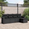 Vidaxl 5-Cz. Garden Lounge Set, Cushions, Black PE Rattan