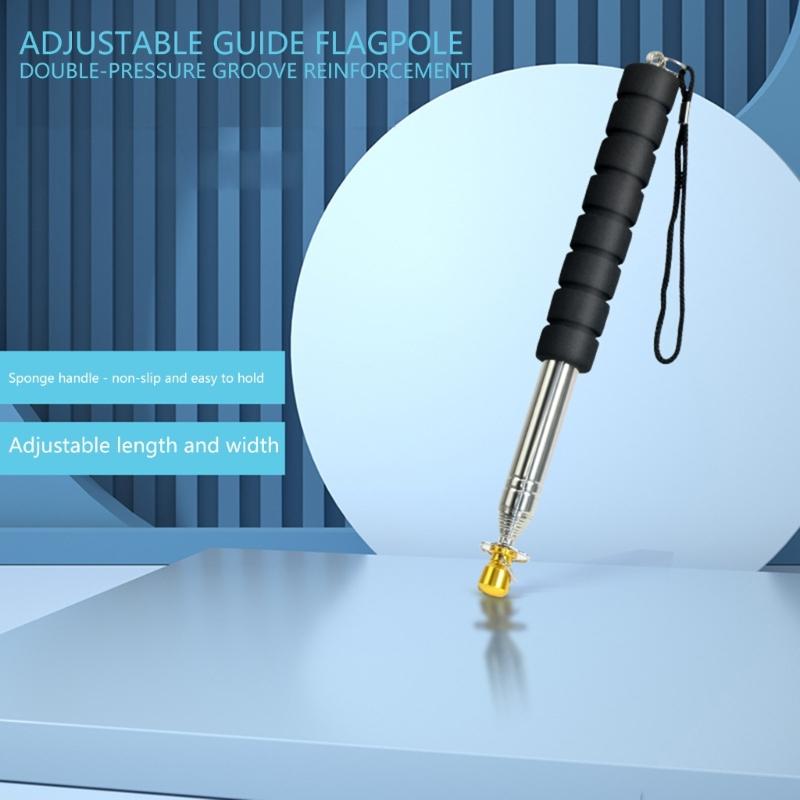Retractable Handheld Flagpoles With 8 Clip Regulable Stainless Steel For Outdoor Activity And Teaching Tool