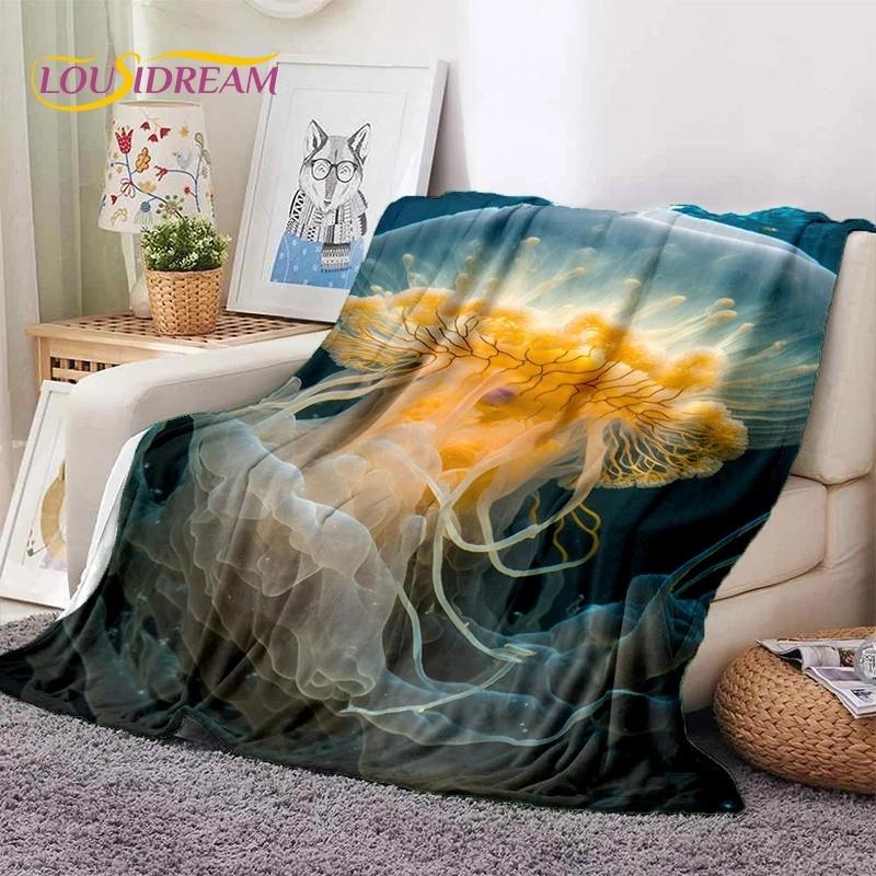 3D Onderwaterwereld Zeebodem Dolfijn Cartoon Zachte Flanellen Deken voor Bedden Slaapkamer Sofa Picknick, Plaid voor Buiten Vrije Tijd