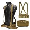 Tactical MOLLE Padded Waist Belt with Y-Shaped Suspenders 600D Heavy Duty Battle Belt Support Combat Load Carrier for Airsoft Hunting