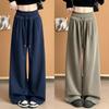 Women's High Waist Wide Leg Pants Loose Fit Sweatpants Autumn Street Trendy Solid Color Straight Casual Flowy Sport Trousers