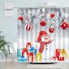 Cute Snowman Christmas Shower Curtains Red Rope Ball Pine Branch Snow Gift Creative Xmas New Year Bathroom Decor Bath Curtain