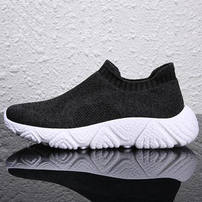 Large Size Men's Shoes Popcorn Bottom Fly-woven Mesh Breathable Sports Running Shoes One-pedal Socks Men's Shoes