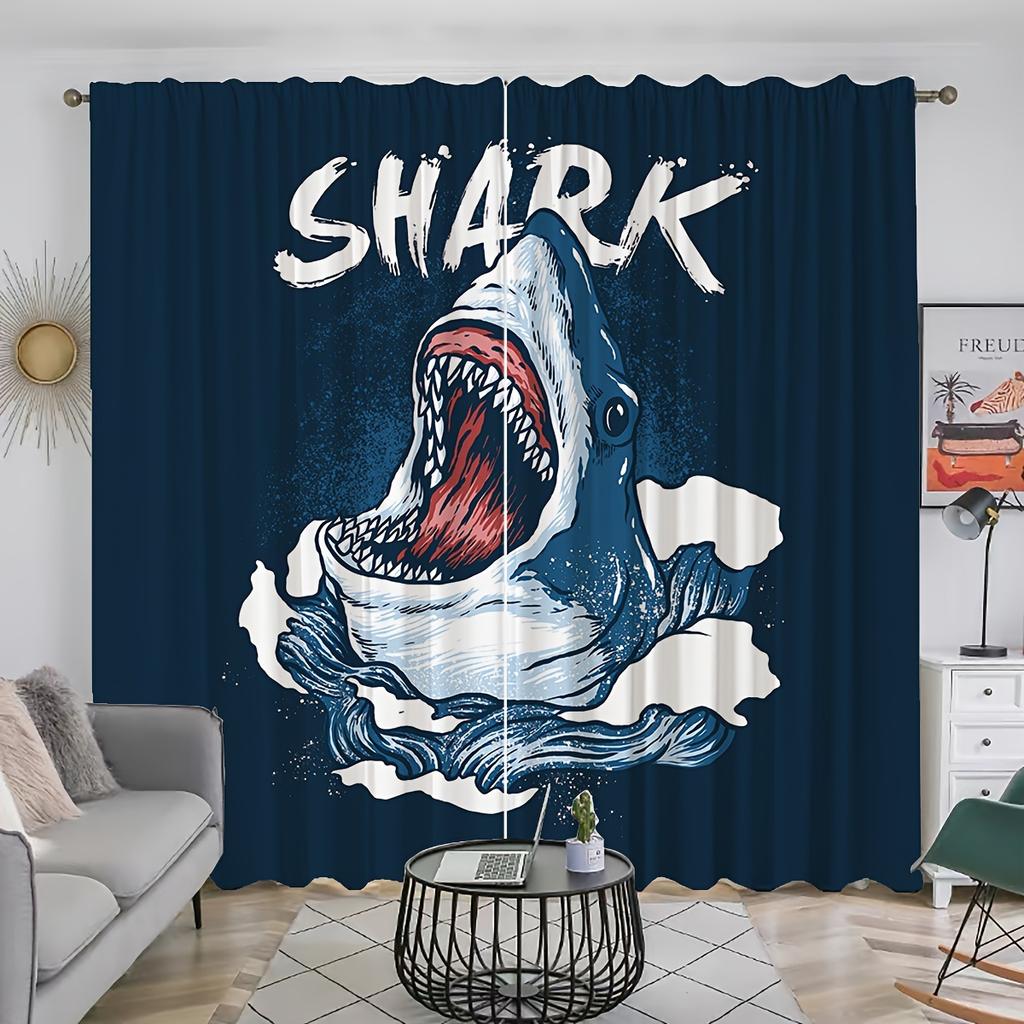 2pcs Animal Elephant Pattern 3D Curtain Rod Pocket Decorative Window Drapes Window Treatments For Bedroom Living Room Home Decor
