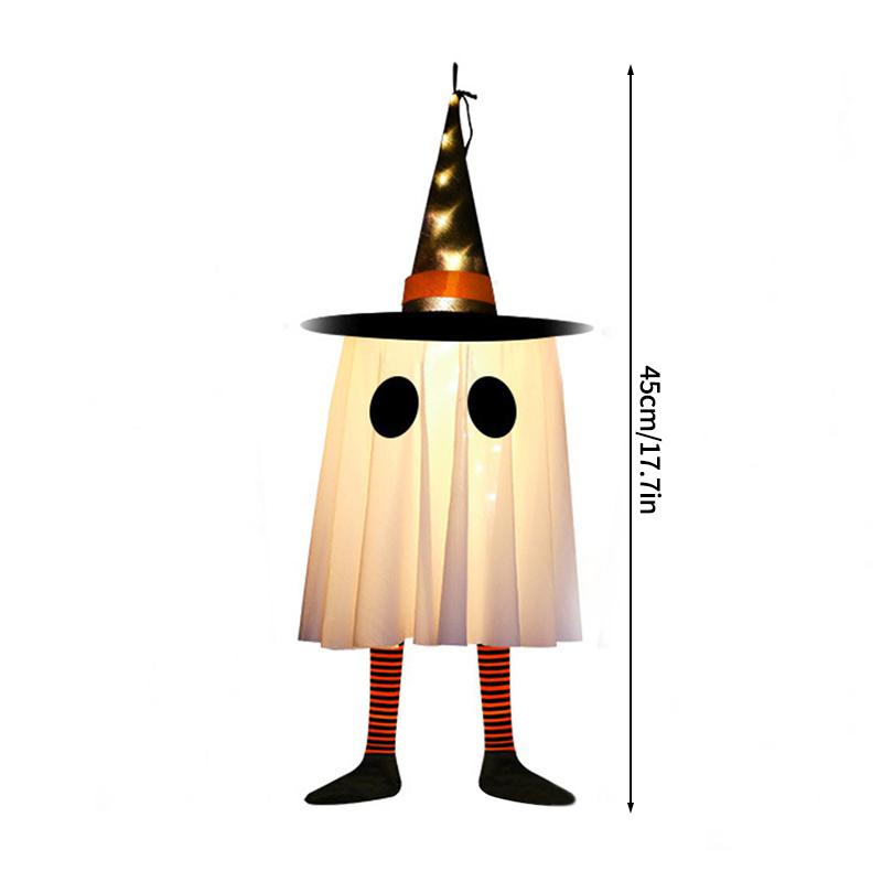 Led Halloween Decorations Witch Hat Design Horror Ghost Glowing Lamp Glow In The Dark Hanging Ornaments Party Supplies
