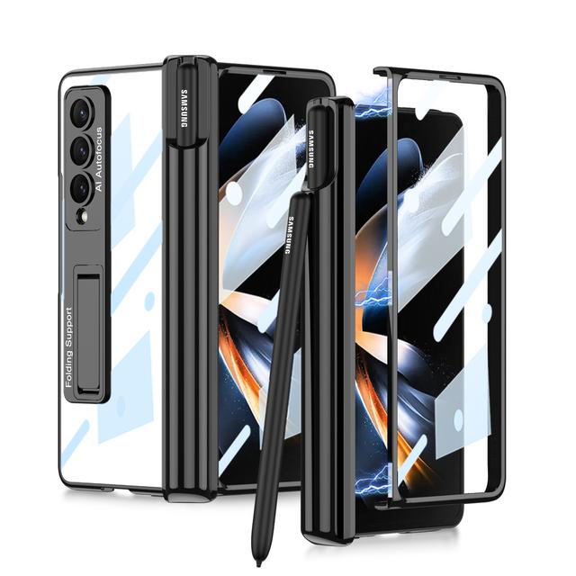 Chapeamento magnético à prova de choque caso capa de corpo inteiro para samsung galaxy z fold 4 fold4 fold3 fold 3 zfold3 zfold4 filme vidro capa