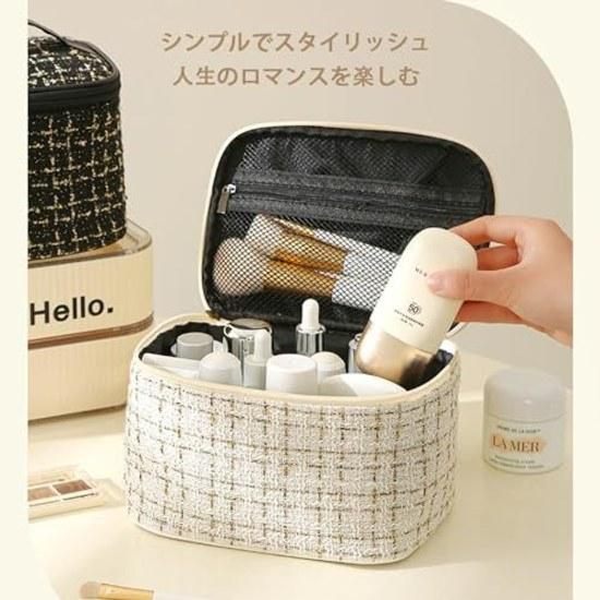 Cosmetic Pouch Large Capacity Makeup Bag Wide Opening Storage Popular Multifunctional Handbag Stylish Travel Convenient Carrying (White)
