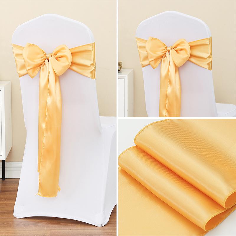 Silk Ribbon Bow Tie Chair Back Decorations For Events Weddings Party Chair Covers With Butterfly Knot Accent