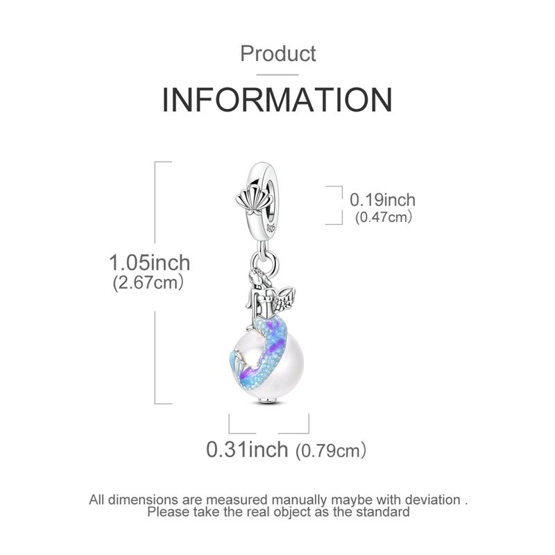 copper Elegant Exquisite Mermaid Pearl Pendant Charm Compatible With Authentic Charm Bracelets Women Do It Yourself Jewellery Gift