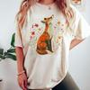 Vintage Wildflower Fox Comfort Shirts Light Academia Cottagecore Forestcore Whimsical Shirt Casual Daily Y2K Top Streetwear