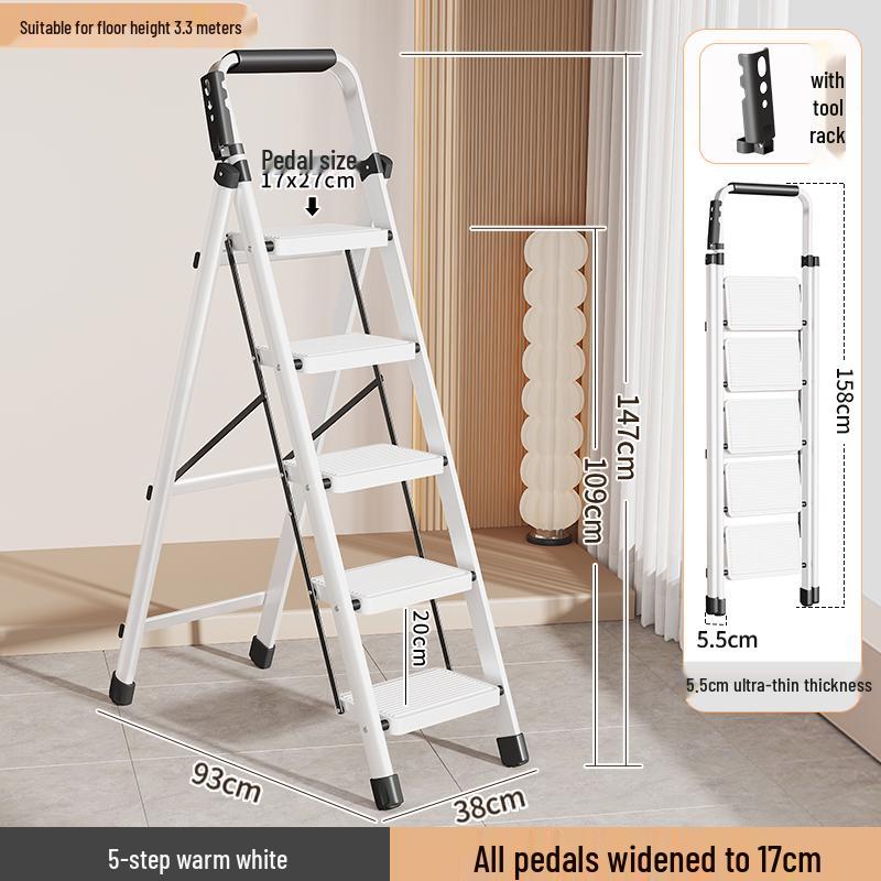 Foldable Indoor A-frame Ladder, 4-5 Step, Thickened Portable Staircase
