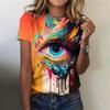 Colorful Eyes Print Women's T-Shirts Fashion Top Short Pullover Sleeved O-Neck Tee Shirt Female Harajuk Polyester Clothing