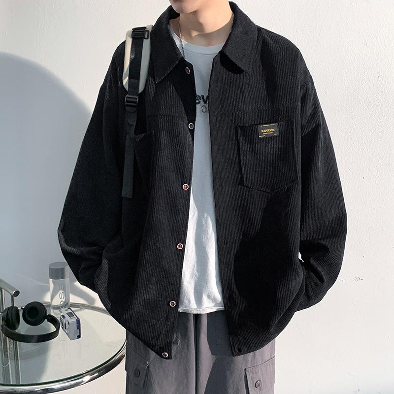 Corduroy Long Sleeve Shirt Coat Men's New Shirt Hong Kong Style Men's Fashion Brand Casual Clothes