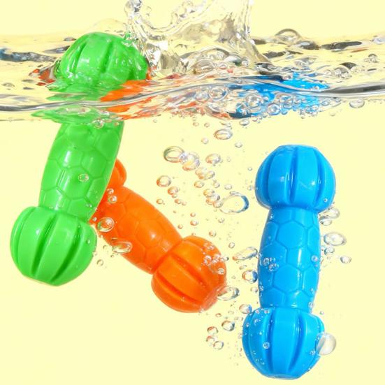Dog Squeaky Chew Toy Rubber Barbell Puppy Teething Toy Dog Treat Dispenser Toy for Small Medium Dogs Teeth Cleaning