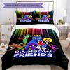 3pcs Rainbow Friends Bedding Set Duvet Cover Closure Includes 1 Duvet Cover & 2 Pillowcases, Soft and Comfortable for All Seasons.