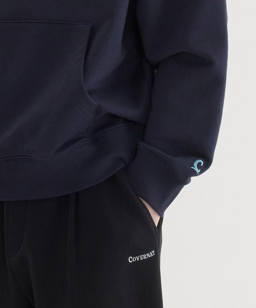 Arch Logo Drop Fit Hoodie Dark Navy