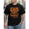 European Sizes Men's T-Shirt with "Where God Guides" Faith Design - Black Short Sleeve Casual Round Neck Shirt, Comfortable for Church
