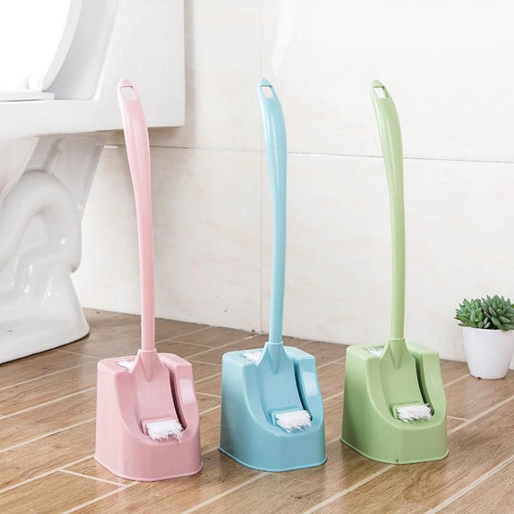 Long-handled Sanitary Brush Cleaning Curved Corner Toilet Brush with Base