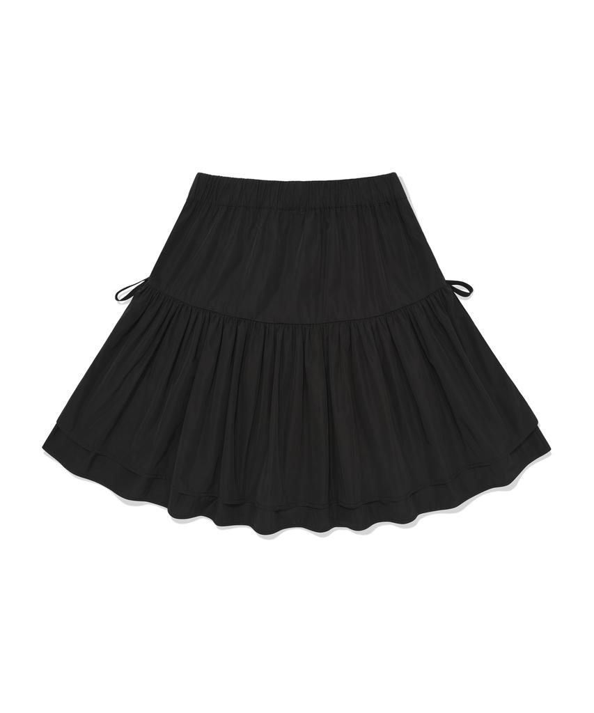Pallet Layered Shirred Mini Skirt Black