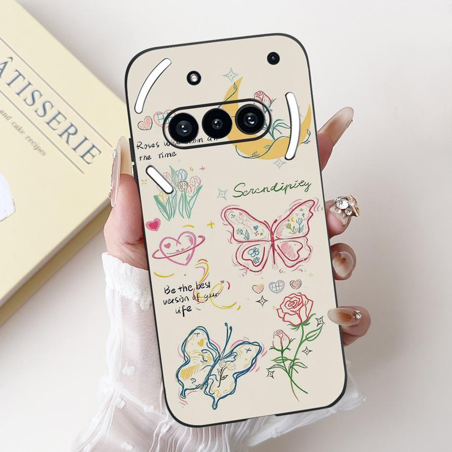 For Nothing Phone 3A Case A059 Cover Fashion Flower Soft Silicone Black Shockproof Cover On Nothing Phone3A 3 A 3APro A059P Capa
