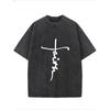 God's Brush Men's Washed Cotton T-shirt, Vintage Pure Cotton T-shirt, Animated Printing, Streetwear, Summer Casual T-shirt, Rock Clothing