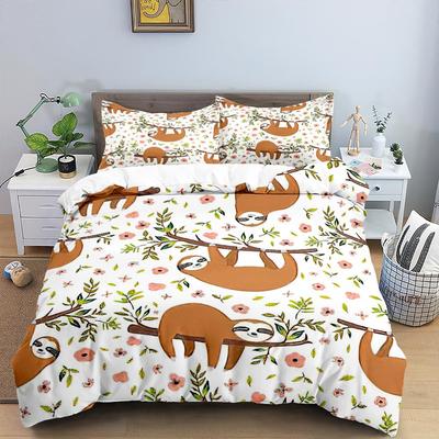 Cartoon Sloth Duvet Cover King Queen Funny Animal Bedding Set For Kids Wildlife Polyester Quilt Cover Children Birthday Gifts