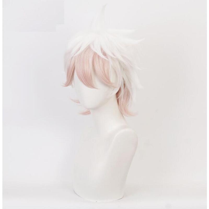 33cm Game Komaeda Nagito Cosplay Wig Danganronpa Short Curl Heat Resistant Synthetic Komaeda Nagito Halloween Party Costume Wigs