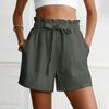 Summer Shorts For Women Casual Ruffle Drawstring High Waist Wide Leg Shorts