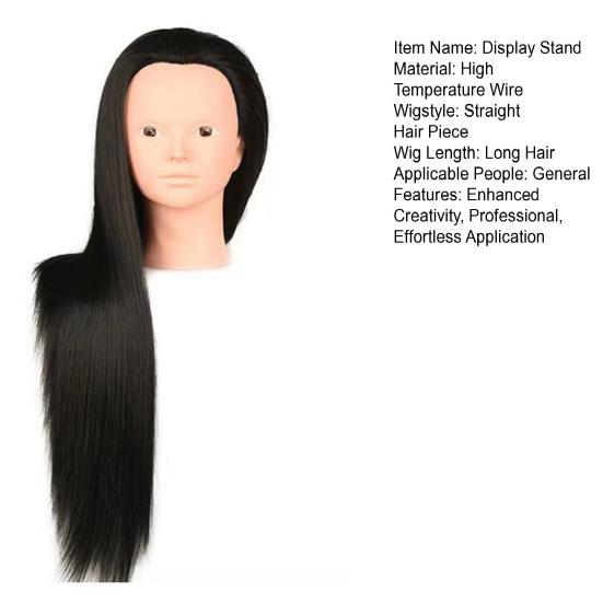 Hair Braiding Display Stand Mannequin Head with Hair Human Hair Straight 25" Professional Cosmetology Doll Head for Hairdresser