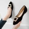 Fashion Wedding Bride Shoe Red Woman Flats Low Heel Elegant Square Buckle Slip On Stylish High Quality Fashion Popular Shoes for Women